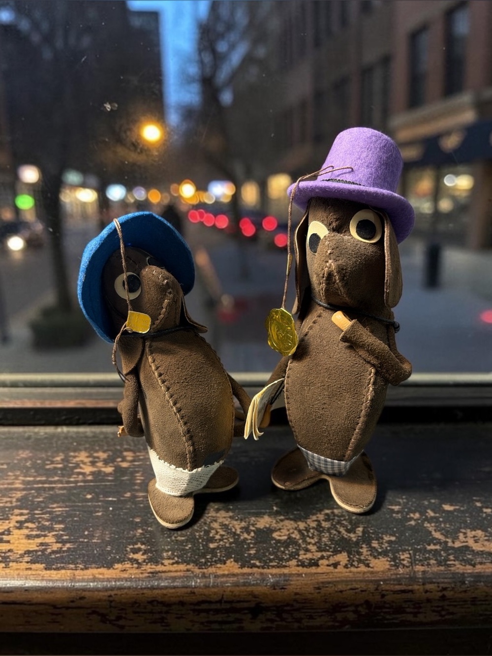 VINTAGE CILLY DOGS PAIR IMPORTED FROM SWITZERLAND FOR NEIMAN MARCUS